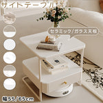 クリームスタイル ソファサイドテーブル セラミック天板 小型スクエア 北欧ミニマル ベッドサイド&リビング用 ライトラグジュアリー感 htt-3849
