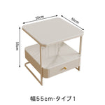 クリームスタイル ソファサイドテーブル セラミック天板 小型スクエア 北欧ミニマル ベッドサイド&リビング用 ライトラグジュアリー感 htt-3849