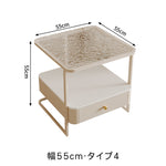 クリームスタイル ソファサイドテーブル セラミック天板 小型スクエア 北欧ミニマル ベッドサイド&リビング用 ライトラグジュアリー感 htt-3849