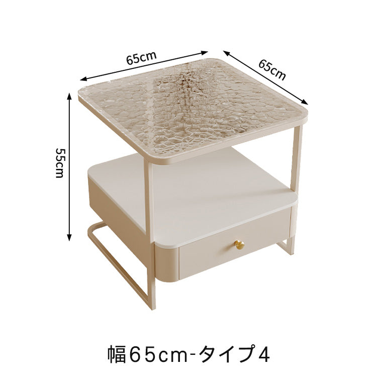クリームスタイル ソファサイドテーブル セラミック天板 小型スクエア 北欧ミニマル ベッドサイド&リビング用 ライトラグジュアリー感 htt-3849