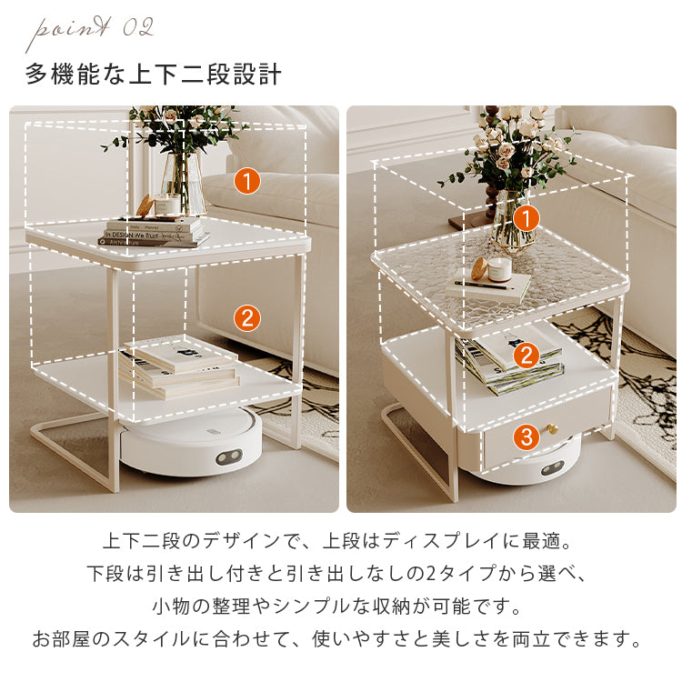 クリームスタイル ソファサイドテーブル セラミック天板 小型スクエア 北欧ミニマル ベッドサイド&リビング用 ライトラグジュアリー感 htt-3849