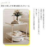 クリームスタイル ソファサイドテーブル セラミック天板 小型スクエア 北欧ミニマル ベッドサイド&リビング用 ライトラグジュアリー感 htt-3849