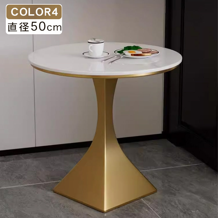 ライトラグジュアリー セラミック天板 2人掛け サイドテーブル 小型ラウンドテーブル モダン&ミニマルデザイン ソファ横 バルコニー用にも htt-3850