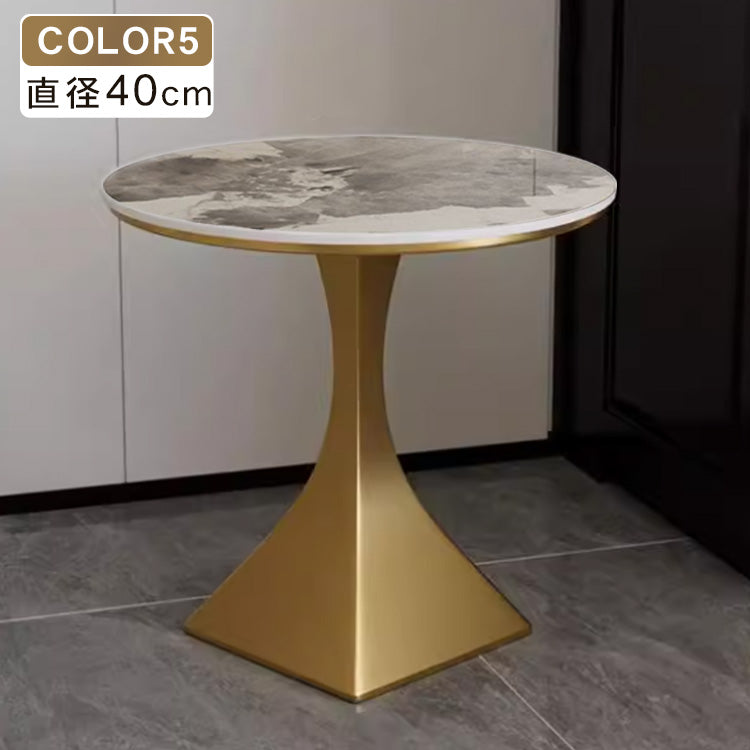 ライトラグジュアリー セラミック天板 2人掛け サイドテーブル 小型ラウンドテーブル モダン&ミニマルデザイン ソファ横 バルコニー用にも htt-3850