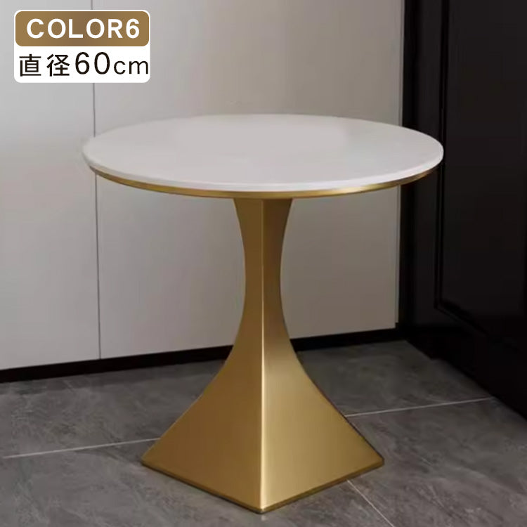 ライトラグジュアリー セラミック天板 2人掛け サイドテーブル 小型ラウンドテーブル モダン&ミニマルデザイン ソファ横 バルコニー用にも htt-3850