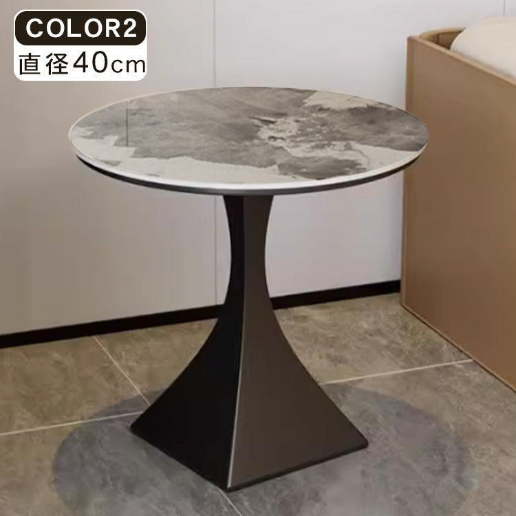 ライトラグジュアリー セラミック天板 2人掛け サイドテーブル 小型ラウンドテーブル モダン&ミニマルデザイン ソファ横 バルコニー用にも htt-3850