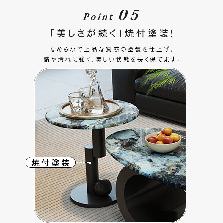 セラミック天板 サイドテーブル|円形 モダンデザイン ソファサイド リビング用 htt-6402