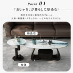 セラミック天板 楕円形ネストテーブル|イタリアンモダン リビングテーブル モダンデザイン htt-6407