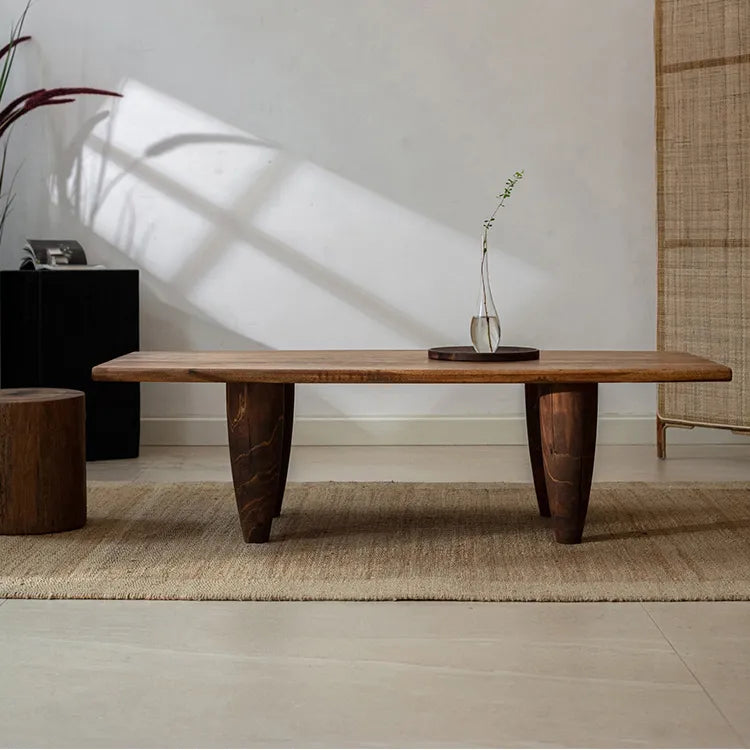 無垢材スギのセンターテーブル タケノコ型脚 自然美と高級感を演出 hty-2056