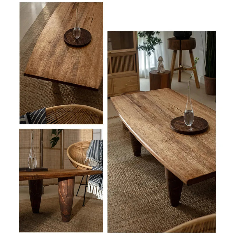 無垢材スギのセンターテーブル タケノコ型脚 自然美と高級感を演出 hty-2056