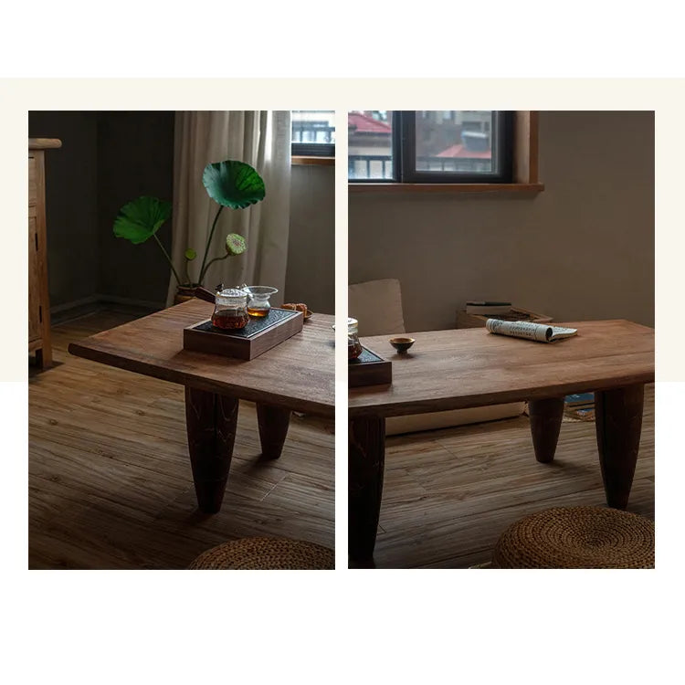 無垢材スギのセンターテーブル タケノコ型脚 自然美と高級感を演出 hty-2056