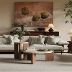 レッドオークと石のセンターテーブル|魅力のあるリビングを演出する洗練されたデザイン hty-2058