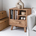 パイン材ナイトテーブル|おしゃれで機能的なベッドサイド収納 hty-2064