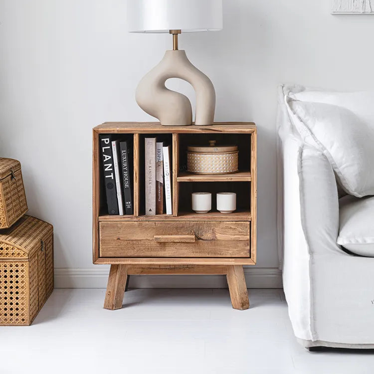 パイン材ナイトテーブル|おしゃれで機能的なベッドサイド収納 hty-2064