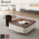 北欧風センターテーブルセット リビング向け 木目調×ホワイト 収納付きローテーブル&サイドテーブル htyjj-5947