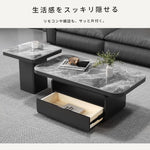 ホワイト×クリアガラス セラミック天板センターテーブルセット リビング向け モダンデザインのローテーブル&サイドテーブル htyjj-5948-2