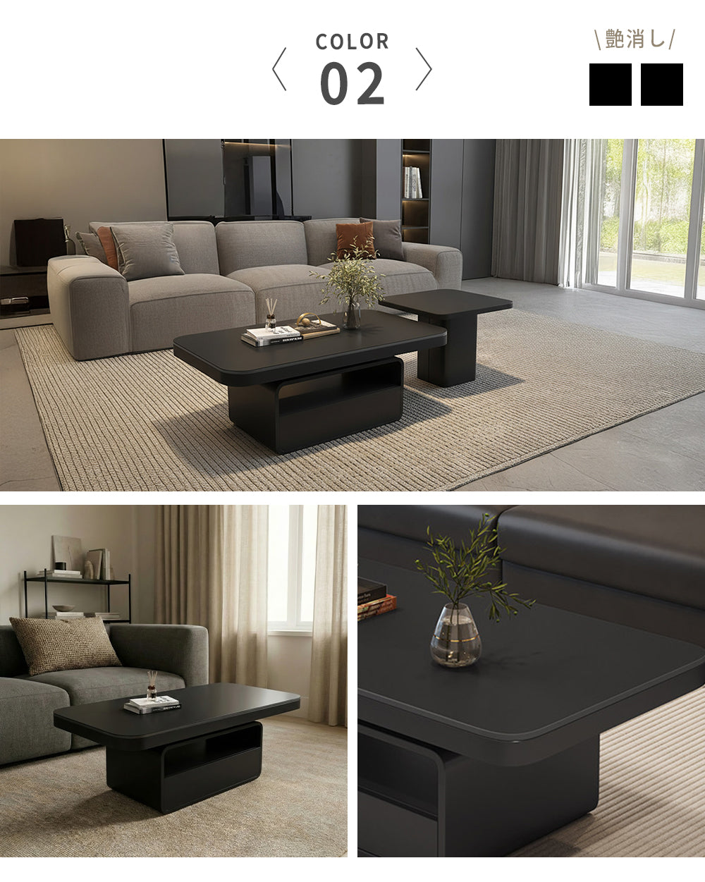 ホワイト×クリアガラス セラミック天板センターテーブルセット リビング向け モダンデザインのローテーブル&サイドテーブル htyjj-5948-2