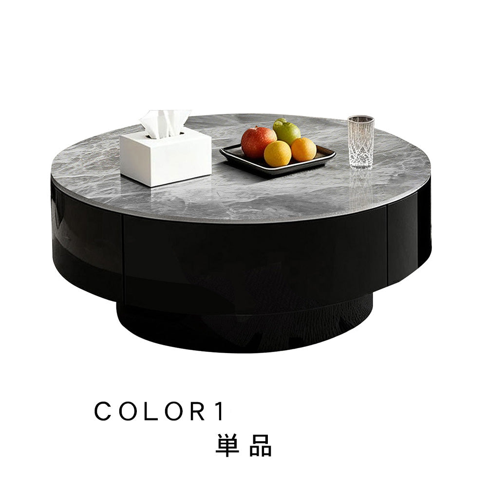 センターテーブル おしゃれ セラミック天板 金属台座 引き出し収納付き ネストテーブル 2点セット 大小セット 大テーブル直径70cm 80cm 小テーブル直径50cm モダン リビング用 来客対応 htyjj-6570