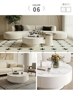 センターテーブル おしゃれ セラミック天板 金属台座 引き出し収納付き ネストテーブル 2点セット 大小セット 大テーブル直径70cm 80cm 小テーブル直径50cm モダン リビング用 来客対応 htyjj-6570