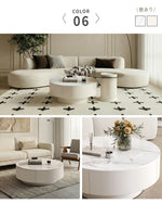 センターテーブル おしゃれ セラミック天板 金属台座 引き出し収納付き ネストテーブル 2点セット 大小セット 大テーブル直径70cm 80cm 小テーブル直径50cm モダン リビング用 来客対応 htyjj-6570