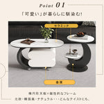 モダンデザインのセラミック天板センターテーブルセット リビングに映える収納付きローテーブル+サイドテーブル htyjj-6572