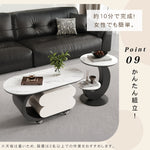 モダンデザインのセラミック天板センターテーブルセット リビングに映える収納付きローテーブル+サイドテーブル htyjj-6572