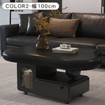 有機フォルムのモダンセンターテーブルリビング用 収納付きローテーブル ブラック×アイボリー htyjj-6584