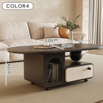 セラミックストーン天板センターテーブルリビング用 収納付きローテーブル アイボリー×モダンデザイン htyjj-6585