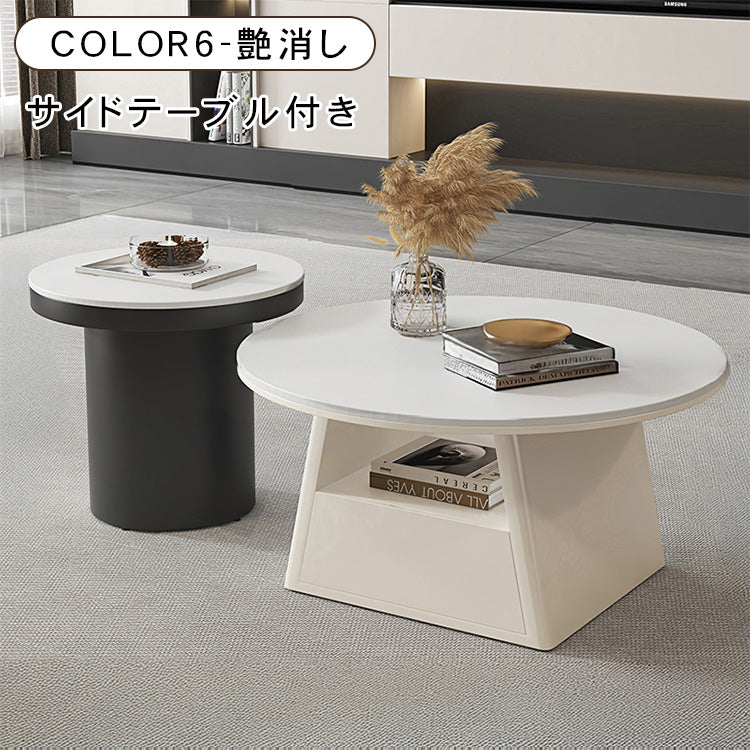 ブラック セラミック天板 円形センターテーブル 直径80cm|イタリアンモダン 省スペース リビングテーブル htyjj-6587