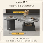 ブラック セラミック天板 円形センターテーブル 直径80cm|イタリアンモダン 省スペース リビングテーブル htyjj-6587