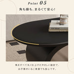 オーバルフォルムのセラミック天板風センターテーブル キャスター収納が便利なモダンリビングテーブル htyjj-6591