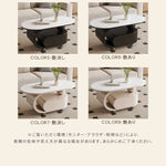 オーバルフォルムのセラミック天板風センターテーブル キャスター収納が便利なモダンリビングテーブル htyjj-6591