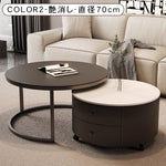 モダンブラックのセラミック天板センターテーブルセット リビングに映える高級ローテーブル+収納付きサブテーブル htyjj-6598