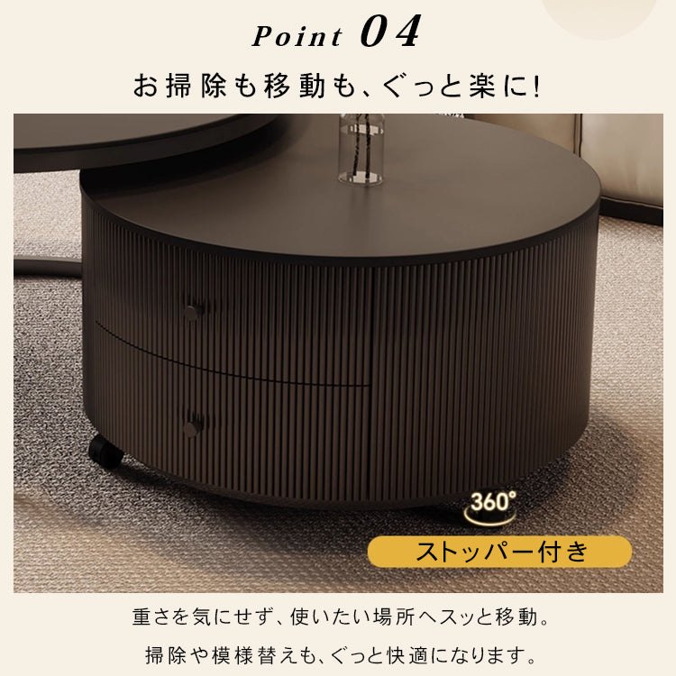 モダンブラックのセラミック天板センターテーブルセット リビングに映える高級ローテーブル+収納付きサブテーブル htyjj-6598