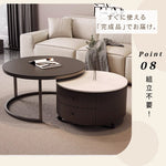 モダンブラックのセラミック天板センターテーブルセット リビングに映える高級ローテーブル+収納付きサブテーブル htyjj-6598