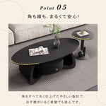 モダンブラックのセラミック天板センターテーブルセット リビングに映える収納付きローテーブル+サイドテーブル htyjj-6603