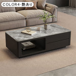 モダンブラックのセラミック天板センターテーブル リビングに映える収納付きローテーブル htyjj-6604