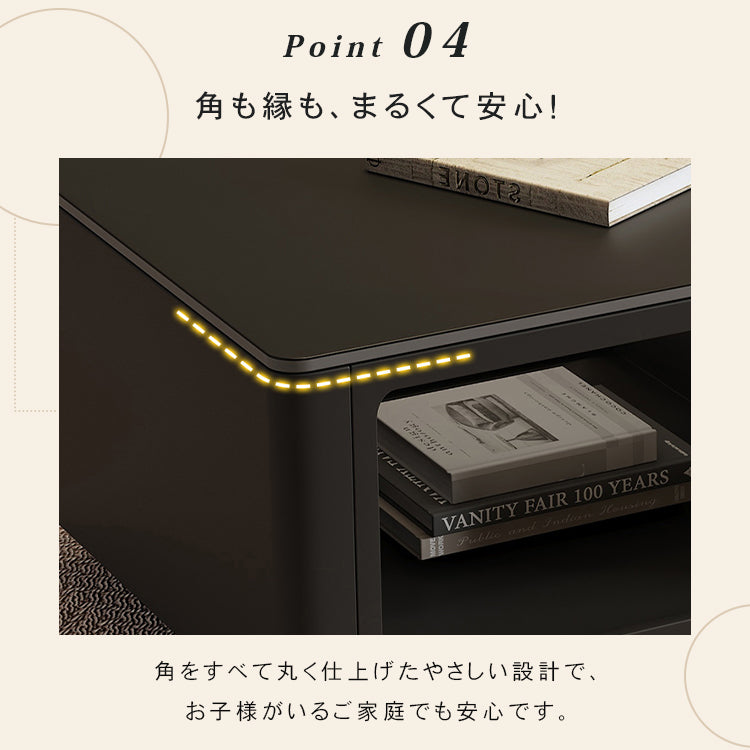 モダンブラックのセラミック天板センターテーブル リビングに映える収納付きローテーブル htyjj-6604