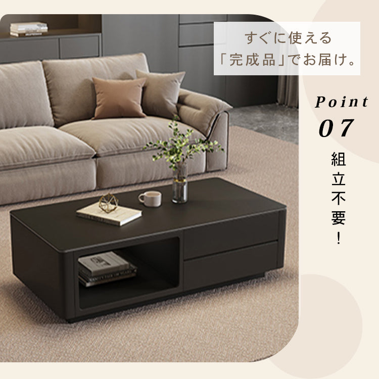 モダンブラックのセラミック天板センターテーブル リビングに映える収納付きローテーブル htyjj-6604