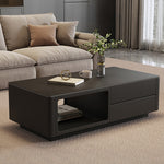 モダンブラックのセラミック天板センターテーブル リビングに映える収納付きローテーブル htyjj-6604