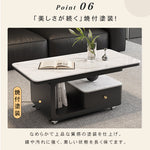 デザイナーズ セラミック天板 ローテーブル リビング用 引き出し収納付き モダンラグジュアリー htyjj-6605-1