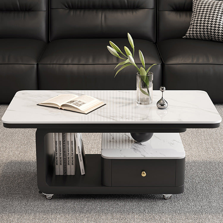 デザイナーズ セラミック天板 ローテーブル リビング用 引き出し収納付き モダンラグジュアリー htyjj-6605-1