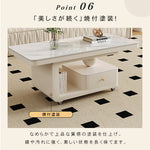 北欧風リビングテーブル 高級感あるマーブル調天板&収納スペース付き htyjj-6605-2