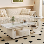 北欧風リビングテーブル 高級感あるマーブル調天板&収納スペース付き htyjj-6605-2