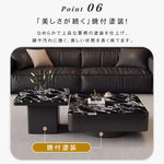 高級モダン リビングテーブルセット 微晶石トップ ブラック×ホワイト 2台組 ローテーブル htyjj-6608