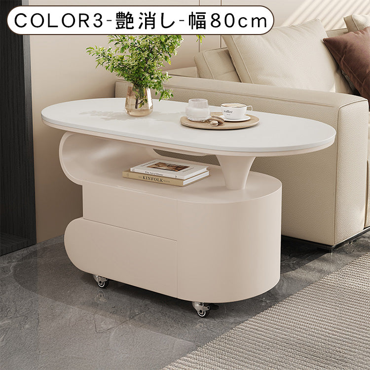 北欧風モダンリビングテーブル 美しい曲線フォルムのマーブル調天板デザイン htyjj-6613