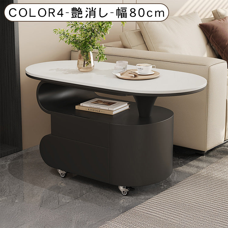 北欧風モダンリビングテーブル 美しい曲線フォルムのマーブル調天板デザイン htyjj-6613