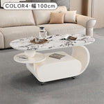 高級マイクロクリスタルストーン天板センターテーブルリビングモダン 楕円ローテーブル 収納スペース&スライドトレイ付き htyjj-6616