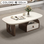 デザイナーズ リビングローテーブル 木製ホワイト天板 オープン収納&引き出し付き シンプルモダン htyjj-6617