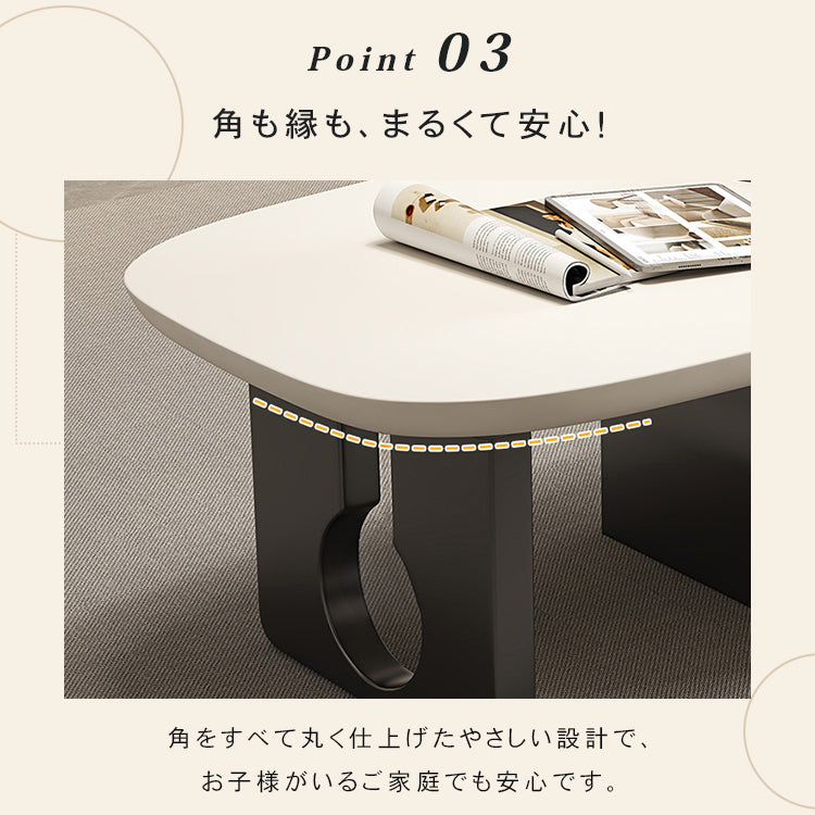 デザイナーズ リビングローテーブル 木製ホワイト天板 オープン収納&引き出し付き シンプルモダン htyjj-6617